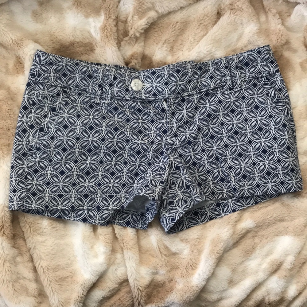 Navy and white patterned shorts